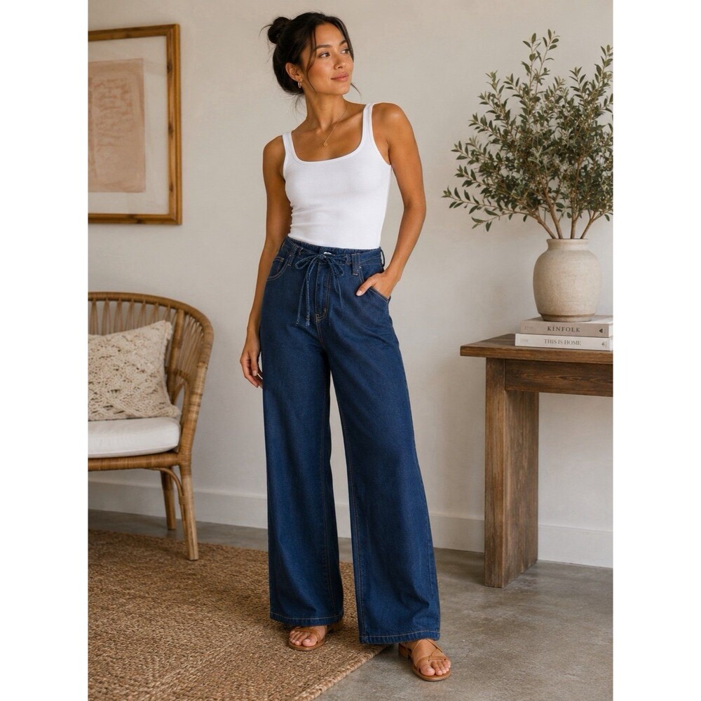 Bleu Denim Design Company Wide Leg Size 14 Women's Jeans